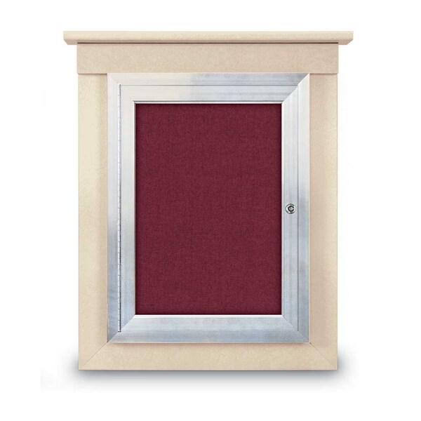 42"x32" 2-Door Enclosed Letterboard, Blue Vinyl/Walnut